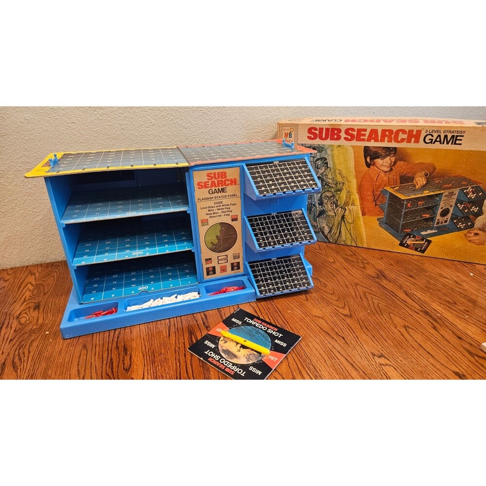 Vintage 1973 Milton Bradley Sub Search 3 Level Board Game 3D battleship HTF